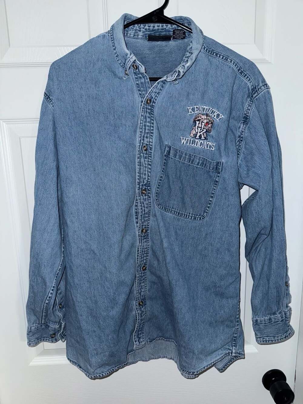 Vintage Planet Athletics Kentucky Wildcats Embroidered Denim Button-Down Shirt